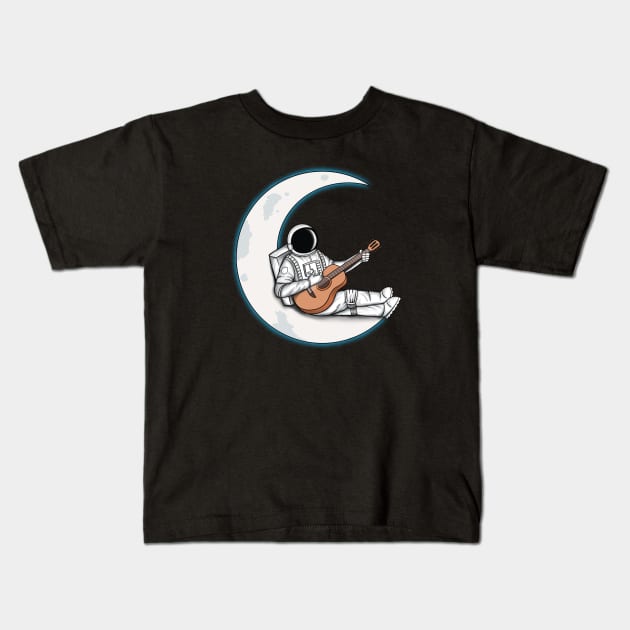 Astronaut and guitar Kids T-Shirt by coffeeman